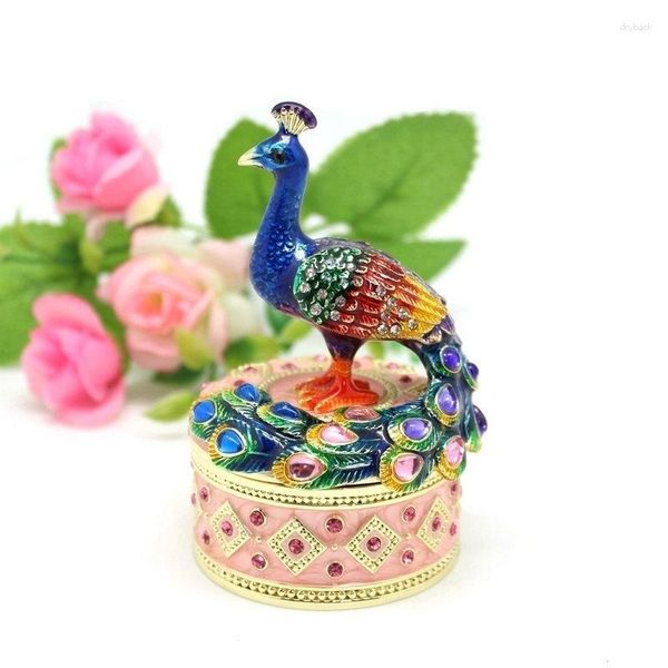 Custode per gioielli in stile europeo e americano scatola regalo per matrimoni in piedi in piedi da pavone a forma di pavone eleganti ornamenti artigianali