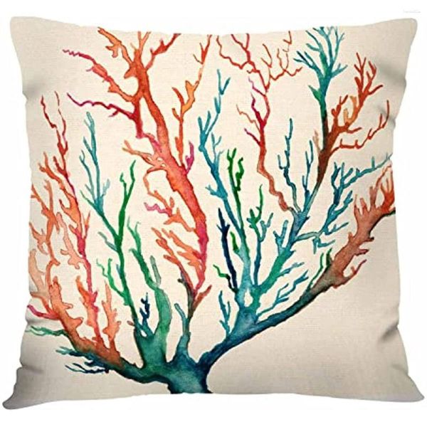 Kissen Aquarell Coralle Wurfabdeckungen 18x18 rote Baumhüllen dekorativ für Couchsofa Schlafzimmer