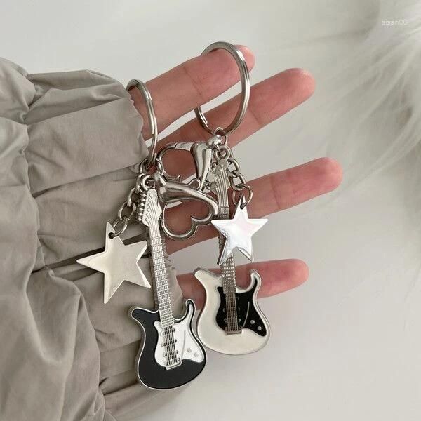 Keychains YSK Gitarre Millennial Tie Wave Pentagramm Hängende süße coole Trend Mode Anhänger Retro -Ästhetik -Tasche Charme Accessoires