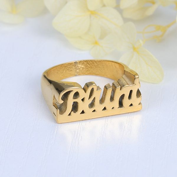 Anéis de casamento Nome personalizado Ring Ring 3D Tecnologia artesanal de alta qualidade Rocha de aço inoxidável exagerada para Menwomen Charm Gift 230815