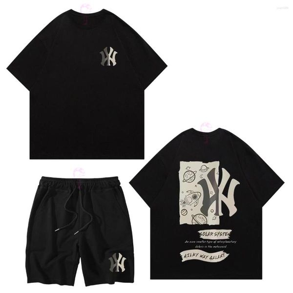 Herren Trailsuits Sommer Sports T-Shirt Shorts 2-teilige Set Baumwoll-hochwertige Mode Tide Markenmuster gedruckt ioose Street lässig