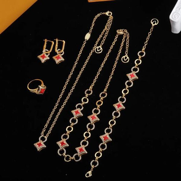 Hochzeitsschmuck Sets 18K Halskette Schmuck Set Designer Schmuck Gold Halskette Armbänder Designer für Frauen Luxus Diamond Jewelry