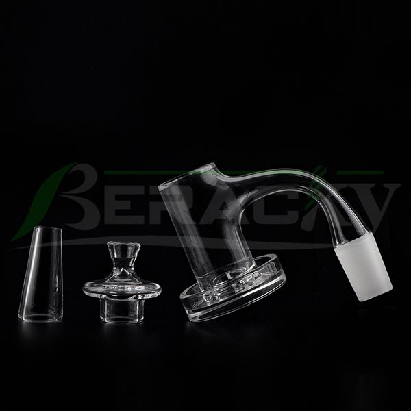 DHL Beracky Full Weld Bordo smussato Fumatore Quarzo Charmer Banger Set 20mmOD Chiodi completamente saldati con tappo e cono in quarzo per bong d'acqua in vetro Dab Rigs Tubi