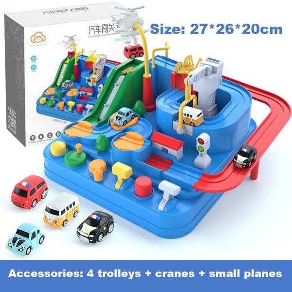 Diecast Model Car Vorschulbildung Bildungsstädte Rettung Cartoon Car Race Track Big Adventure Puzzle Rail Car Runsing Magnet Slot Toys für Kinder 230815