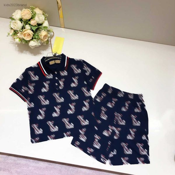 Designer Baby Kleidung Kinder Tracksanzuiten Kinderanzüge Größe 90-150 cm 2pcs Line Puppenbärenmuster AOP Shorts Polo und Shorts Juli 10. 10.