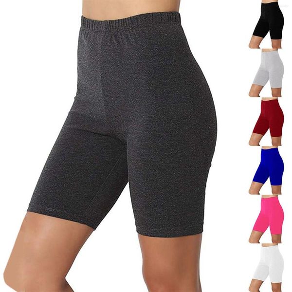 Aktive Shorts Frauen -Training hohe Taille Comfy Elastic Band Solid Yoga Hosen Farbe für Frauen