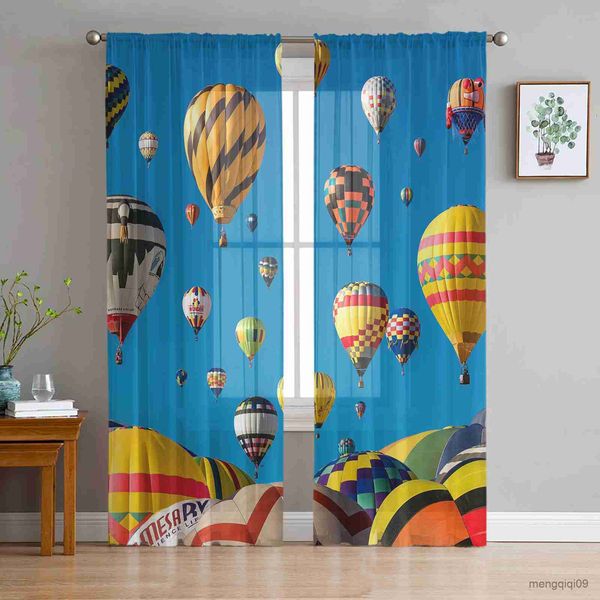 Cortina colorida de balão de ar de tule cortinas de tule de tule decoração de casa cortinas pura para a sala de estar de chiffon drapes r230816