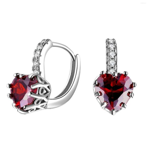 Hoop Ohrringe 1Pair CZ Frauen Mädchen herzförmige Mode Schmuckparty Elegantes Geburtstag glänzender Kubikzirkonia Freizeitgeschenk Piercing