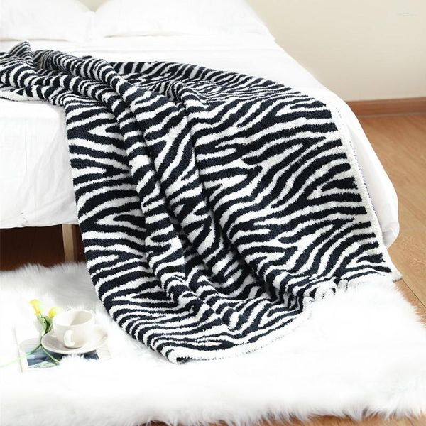 Battaniyeler Slipcover Sofa Kapak Battaniye Zebra Doku Örme Klima Key Dairek Çarpışan Peluş Peluş Yorgan Odası Dekorasyon Havlu