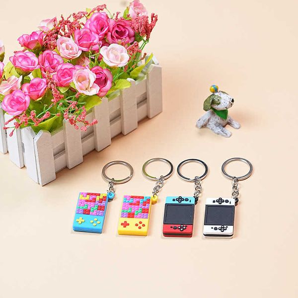 Jide Key Rings Creative Pvc Soft Adesive Game Machine Torchia Tetris Game Machine Decorazione di gioielli sospeso Backpack Batch appeso