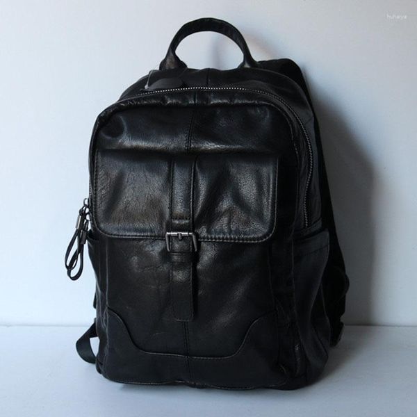 Rucksack Aetoo Large Kapazität Japan und Südkorea Reise Mode Leisure Koreanische Version der ersten Schicht Cowide Young Männer '