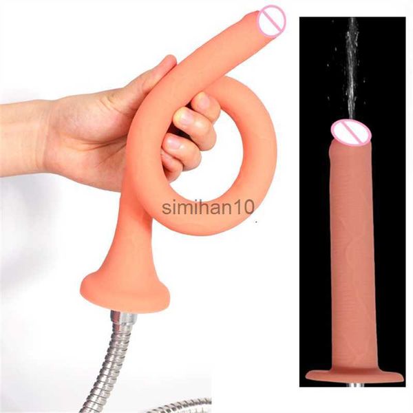 Dildos/Dongs Hollow Enema Spray Spray Ejakulierung langer Penis Anal Sex Toys für Frauen riesiger Pferd Dick Big Dido mit Saugbecher Frau Masturbator HKD230816