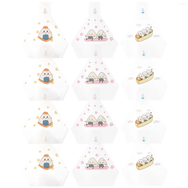Set di stoviglie da 50 pezzi Triangle Rice Ball Packaging Onigiri Decoration Wrapper Bulk Snack Clear Snacks Avvolgimento di carta