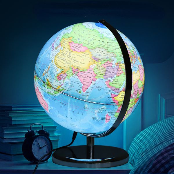 Oggetti decorativi Figurine World Globe Versione inglese Mappa del mondo Globe con geografici LED LIGHT FORNITÀ EDUCATIVE 230815