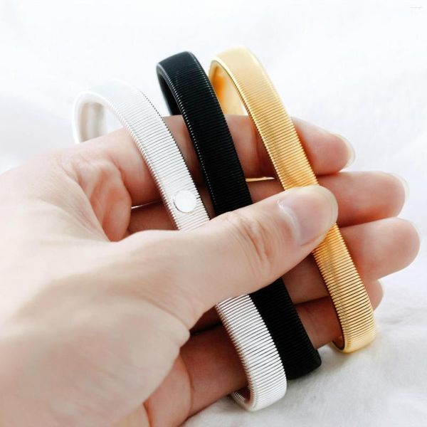 LINK BRACELETS METAL METAL Spring Elastic Bracelet Anel Ring Pão branca Camisa branca