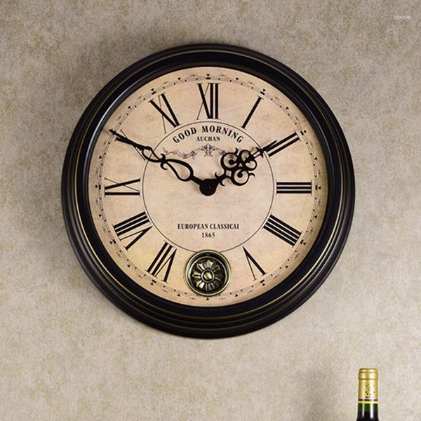 Orologi da parete Europeo Digital Retro Living Orologio silenzioso Clock American Antique Nostalgic Fashion Creative Decorarion Zy50gz