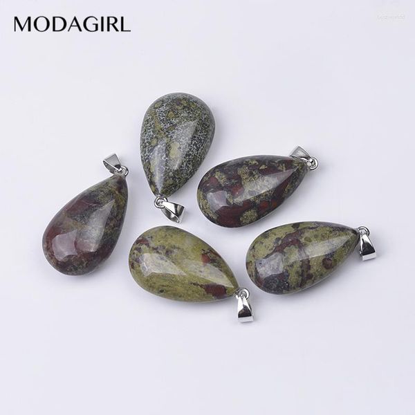 Kolye Kolyeler Modagirl 5pcs/Lot Damla Şekli Dragon Blood Jasper Sodalit Ametist Lapis Taş Kolye DIY Takı Tahvili