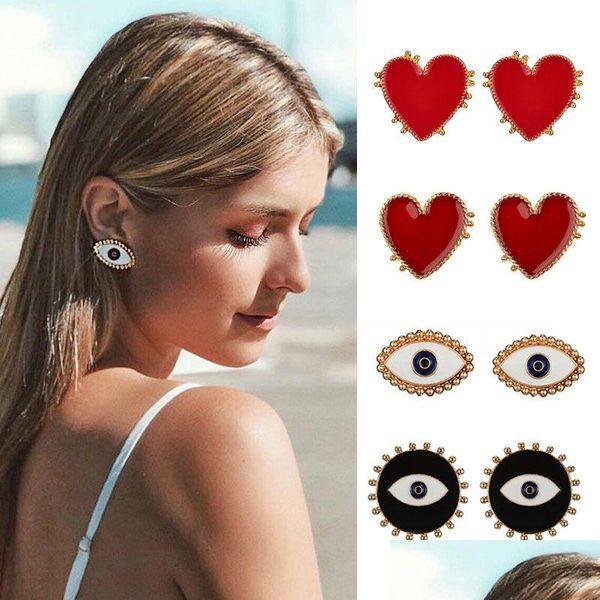 Stud Luxusdesigner Ohrringe Schmuck Frauen 14K Gold Herzlippen böse Augen Ohrring Jewelly Accessoires für Mädchen Drop Lieferung DH13N