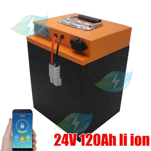 Bateria de íons de lítio de 24V 120AH com BMS para fonte de emergência de armazenamento de energia de pannel solar Fonte de alimentação de emergência + carregador 10A