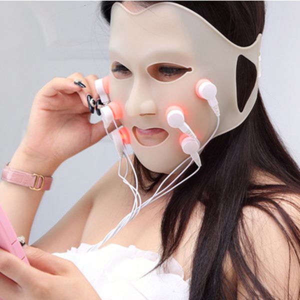 Massageador de face Silicone 3D Máscara elétrica LED vibração Beleza Massager Skin Cuidado Rejuvenescimento Anti-Rleanking Acne Remoção Face Beauty Spa 230815