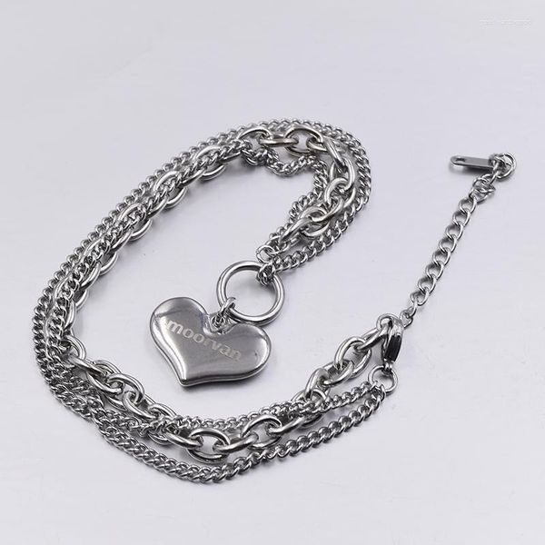 Correntes Moorvan Fashion Stainless Steel Heart Colar para jóias femininas