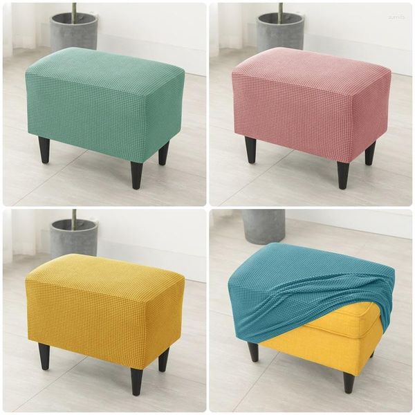 Stuhlabdeckungen polar Fleece Elastic Ottoman Stuhlabdeckung Langlebiger All-Inclusive-Fußstützen-Abzüge für Wohnzimmer Feste Farbscheme