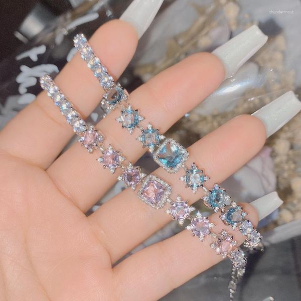 Pulseiras de link versa mar azul margem azul de pulseira de bracelete galáxia design de 18 quilates de 18 karat garota rosa cristal