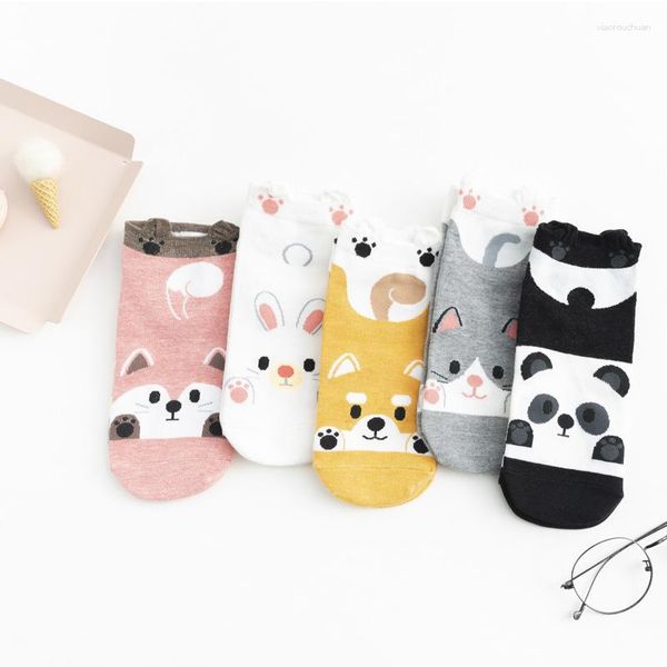 Frauen Socken japanische dreidimensionale Fersenohr-Ohr-Cartoon unsichtbarer Short Feet College Wind Animal Fresh Creative Boat für