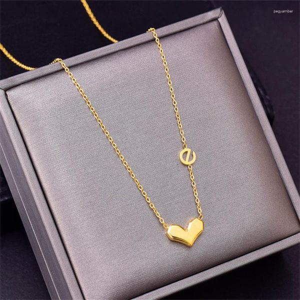 Catene 316l in acciaio inossidabile e lettera amore a forma di cuore a sospensione clavicolare catena da donna collana di moda squisita gioielli squisiti san586