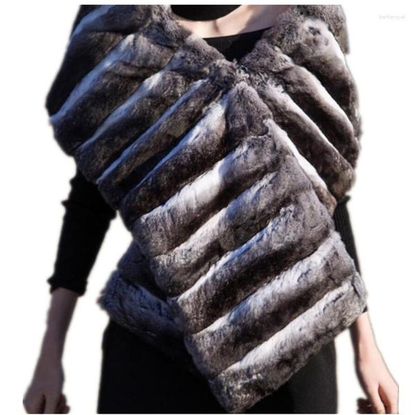 Lenços personalizados fazem com que chinchilla de chinchila envolva mulheres de luxo capa de capa de casaco para presente de xale de inverno