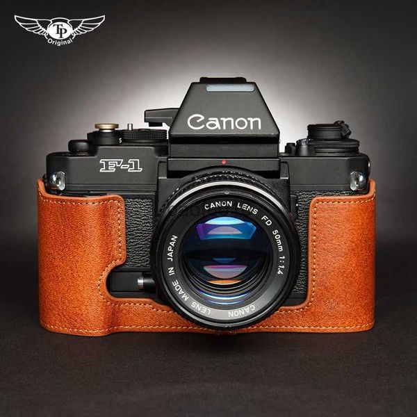 Kamera-Bag-Zubehör Handarbeit Foto Kamera Echtes Leder Cowhide Bag Body Box Hülle für Canon F-1 New F1 Old F1 Schutzhülle Basis HKD230817