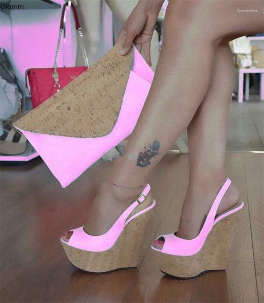 Сандалии Olomm Women Women Women Women Platform Wep High Heel Peep Toe Black White Pink Shoes Us Plus 5-20