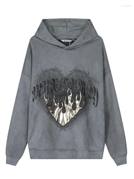 Damen Hoodies Harajuku Vintage Hoodie Loose Gothic Print Sweatshirt Kapuze Streetwear Frauen Kpop Herbst Winter übergroß