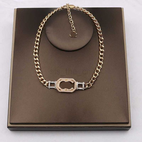 Anhänger Halsketten Schmuck Halsketten weiß verlegt 925 Silber Graduierte Luxusmarke Designer Briefe Geometrische berühmte Frauen rund Kristall Strass