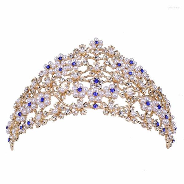 Haarclips Koreaner exquisites Diamante Imitation Pearl Crown Frauen Luxusschmuck für Hochzeits Geburtstagsfeier Blumen Kopfbedeckung zehn