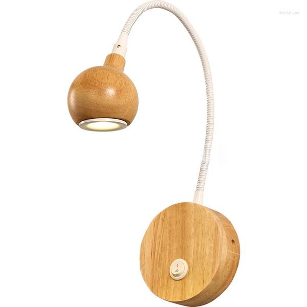 Wandlampe Nordic Log Modern Middle Massivholz LED LED Schlafzimmer Nacht