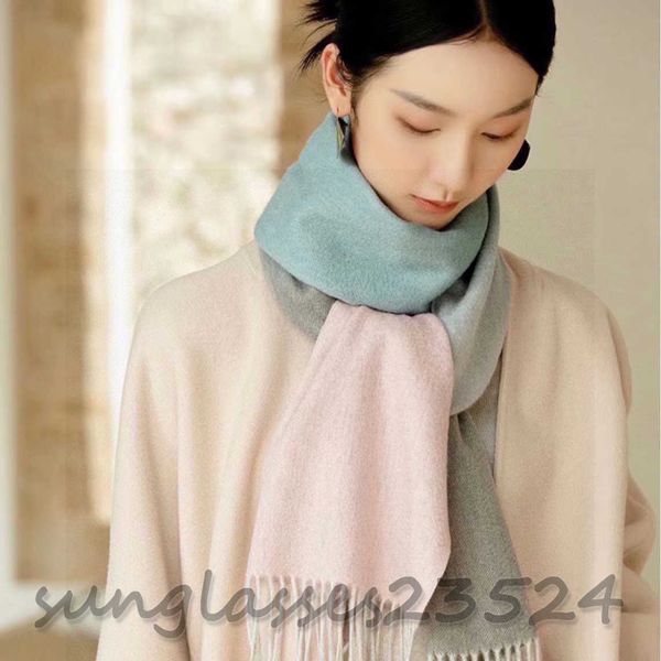 Sciarpa di designer loe gradiente grigio rosa, sciarpa lunga a gradiente, oggetto di moda autunno e inverno, comodo e caldo, cashmere di alta qualità, 32*190 cm W017