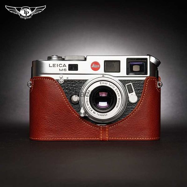 Acessórios para bolsas de câmera Câmera de couro genuíno Caixa artesanal de bolsa de body tampa inferior para Leica M6 M4 M3 M2 M1 MP MA caixa de câmera digital Cowhide HKD230817