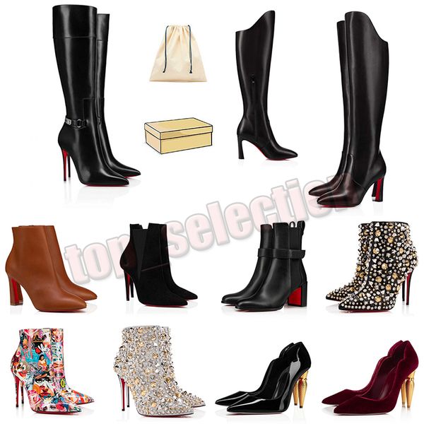 2023 OG Original Boot Luxury Brand Red Bottoms Women Women Boots на колене Женские дизайнерские дизайнерские высокие каблуки.