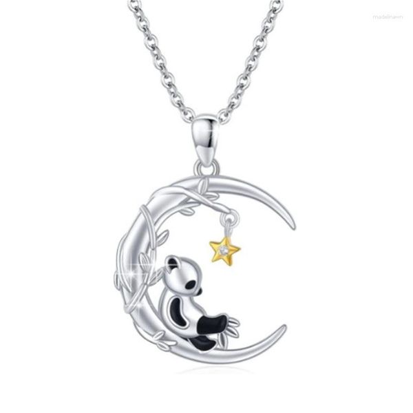 Catene carine panda giapponese animazione design di moda personalizzato semplice ramo di luna stelle piccola collana amante ciondolo