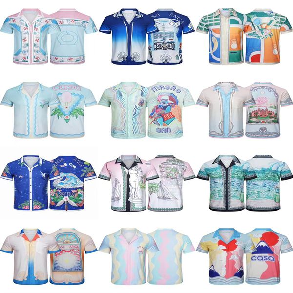 Casablanc-s 22shirts para homens designerdesigner moda t camisa havaí carta floral impressão praia camisas designer masculino seda bowling camisa casual verão