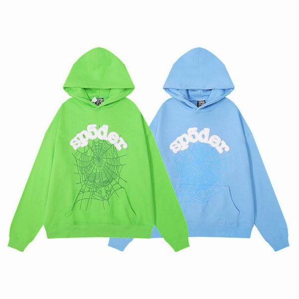 Herren Hoodies Sweatshirts 2023 New Sky Blue SP5der Hoodie Herren Womens Ihoodie Hip Hop Young Schläger Spider Hoodie World Wide 555555 Sweatshirts Drucken Pullover Hoody Pink