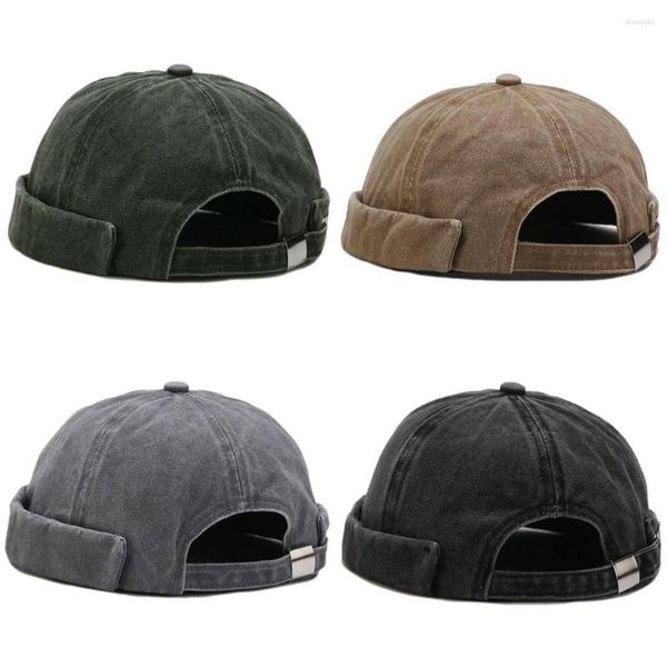 Cycling Caps Cotton Randless Docker Cap Vielseitigkeit gewaschenen Stil verstellbare Mütze gerollte Manschette Harbor Hats Hut