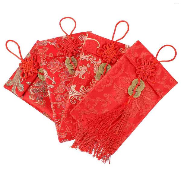 Geschenkverpackung 4 PCs Jahr rote Umschlagpakete Frühling Ornamente Taschen Chinesische Dekorationen Geld Party