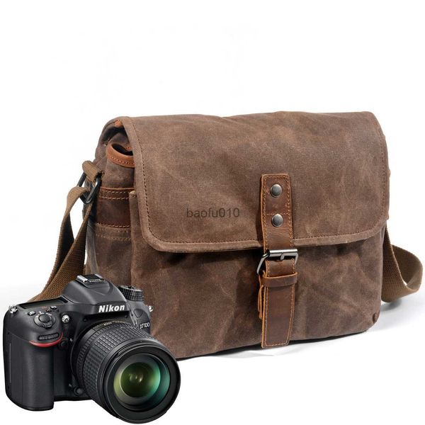 Kamera -Bag -Zubehör Retro wasserdichte Kameratasche Fotografie Pakete DSLR Schulterschlinge Hülle für Nikon Canon Canvas Mini Single Messenger ME HKD230817