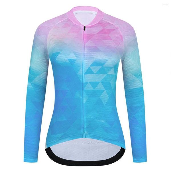 Jaquetas de corrida hirbgod a roupa feminina feminina feminina de impressão rosa colorida camisa de bicicleta de bicicleta de alta qualidade de manga longa