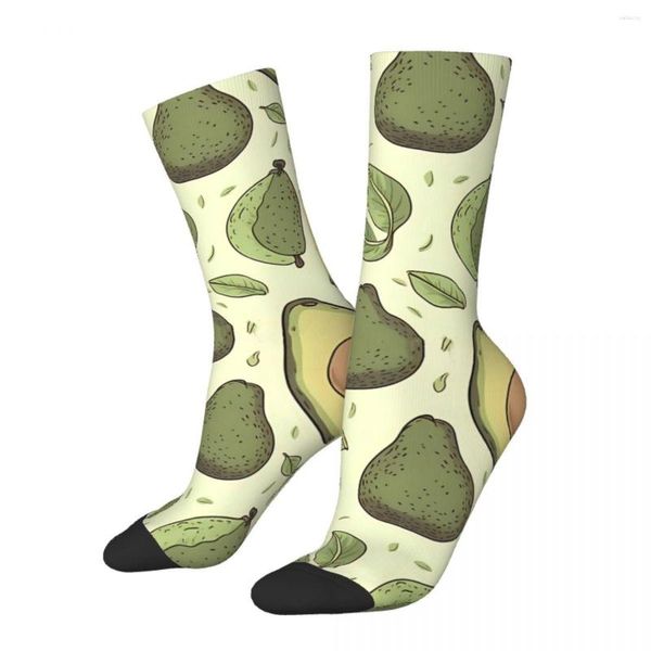 Мужские носки сладкий пастель зеленый фон фрукты авокадо унисекс зима теплый счастливый уличный стиль сумасшедший ноз