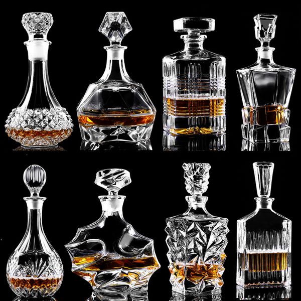 Barwerkzeuge Glasweinflasche Whisky Dekanter Alkoholbehälter Ausgieß Carafe Crystal Home rot 230816