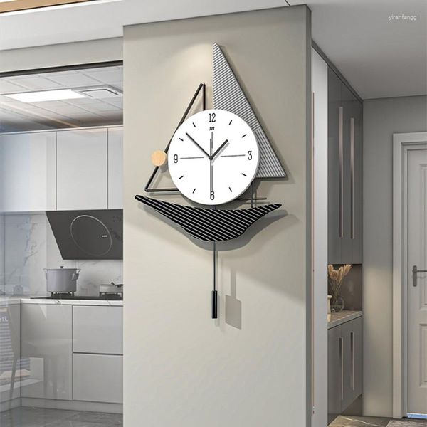 Relógios de parede Relógio criativo de madeira Design de barcos de vela simples Modern Touppip Home Home Switable Sweetable Sala de estar grande