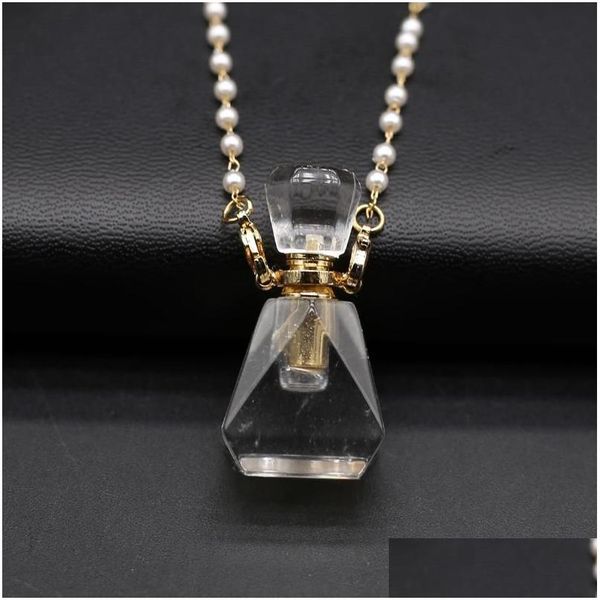 Colares de pingentes de pedra natural por colar de garrafa Cristal branco Quartz Pingente Charms Chain for Women Drop Delivery Jew Dhlne